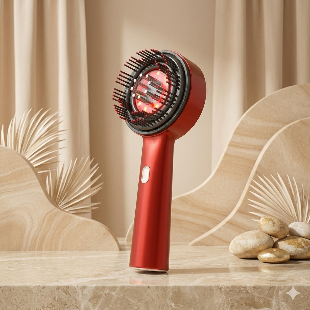 Electric Vibration Massage Comb With Red Light Therapy