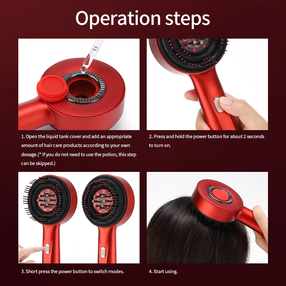 Electric Vibration Massage Comb With Red Light Therapy