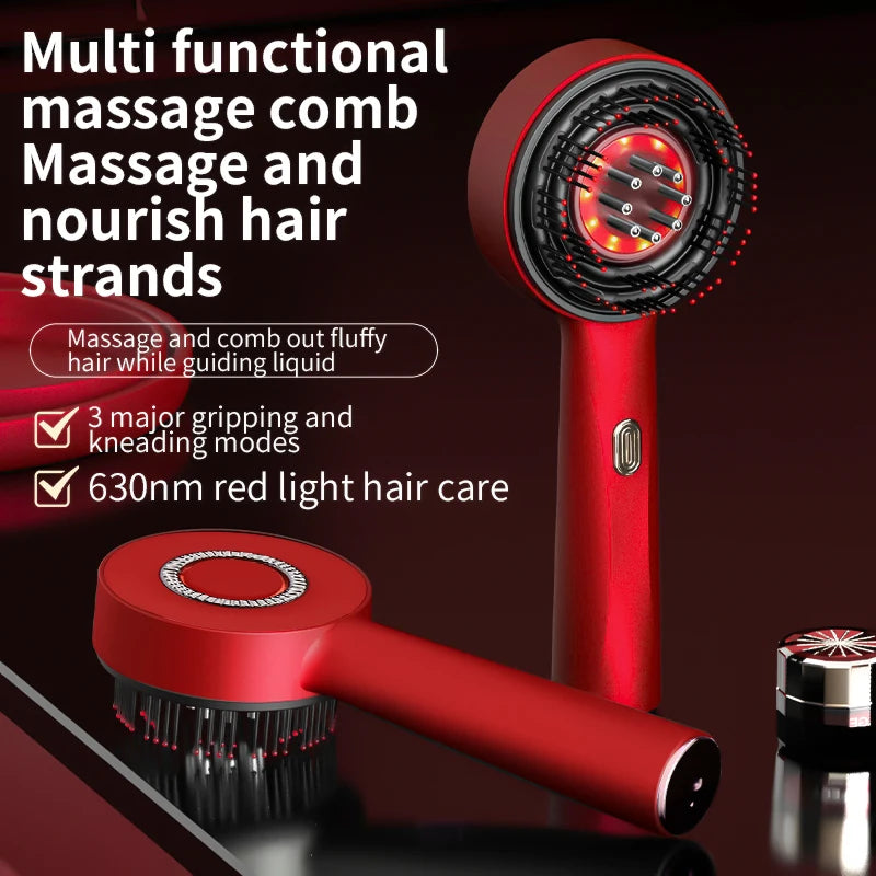 Electric Vibration Massage Comb With Red Light Therapy