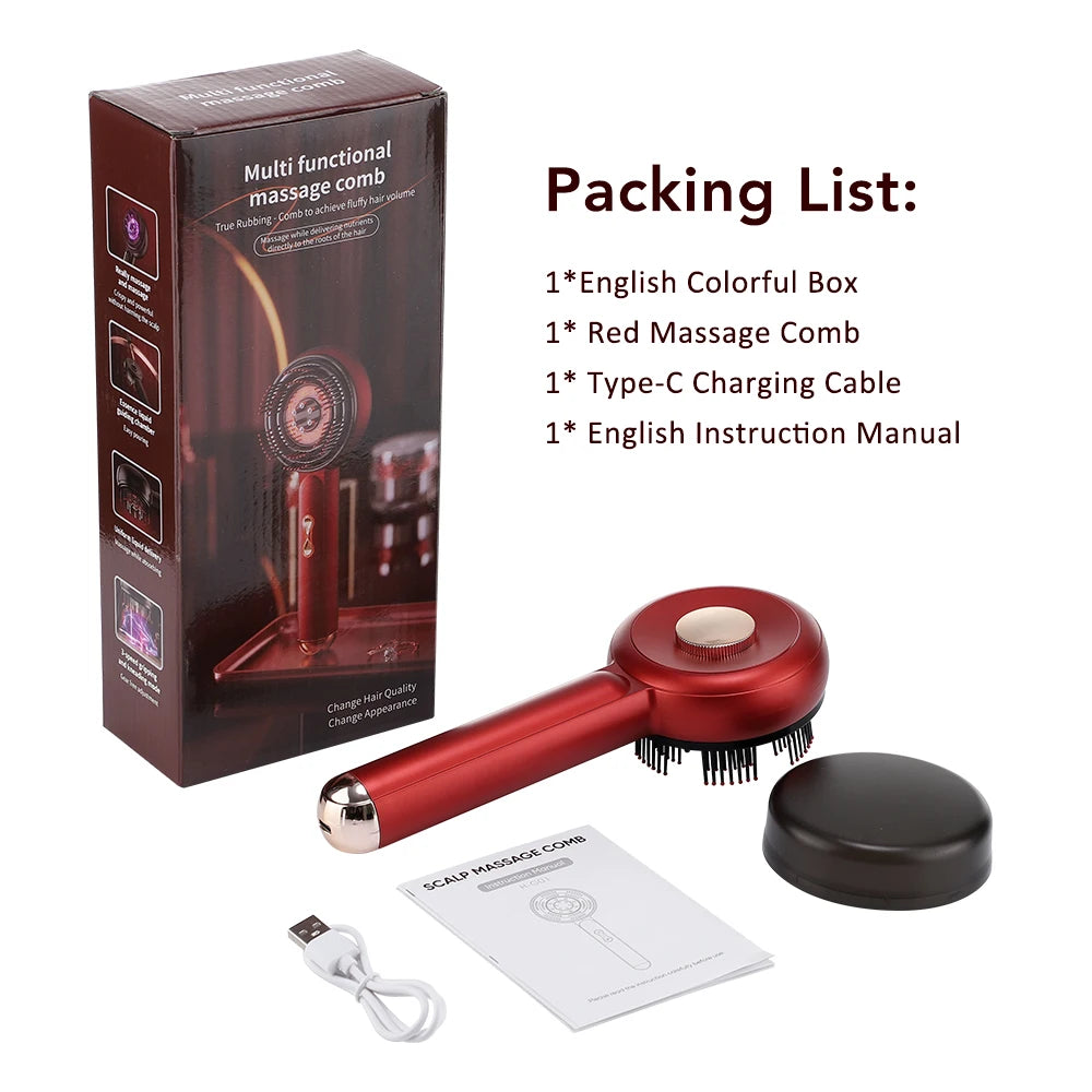 Electric Vibration Massage Comb With Red Light Therapy