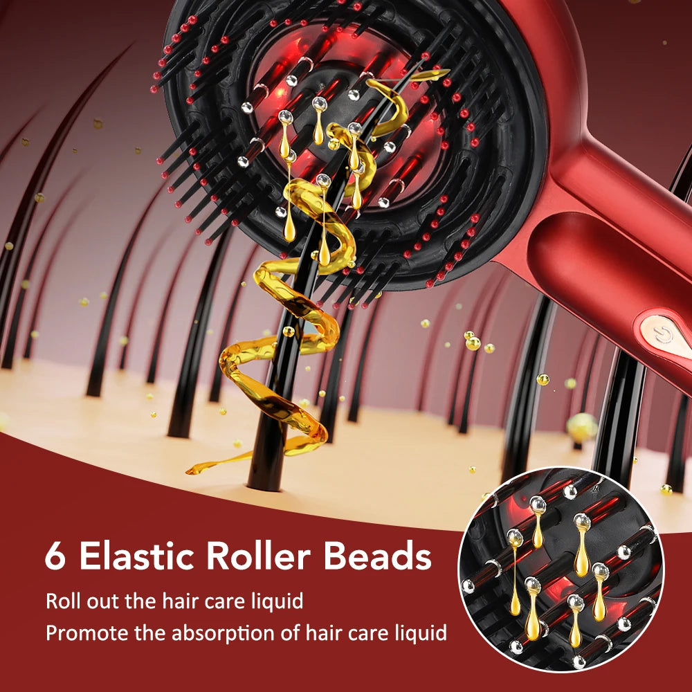 Electric Vibration Massage Comb With Red Light Therapy