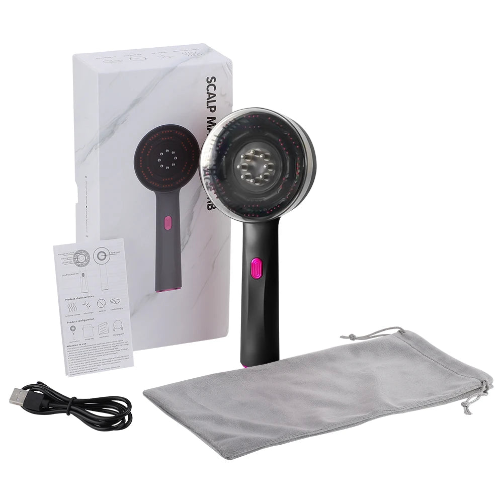 Electric Vibration Massage Comb With Red Light Therapy