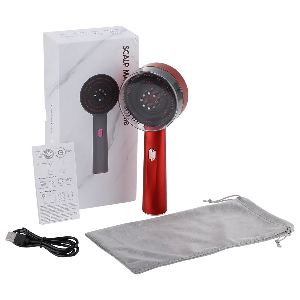 Electric Vibration Massage Comb With Red Light Therapy